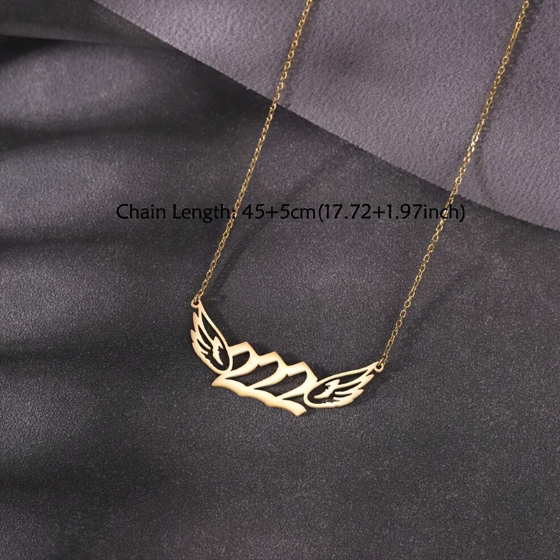 Personalized Wing Pendant Necklace, Customizable with 3 Numbers